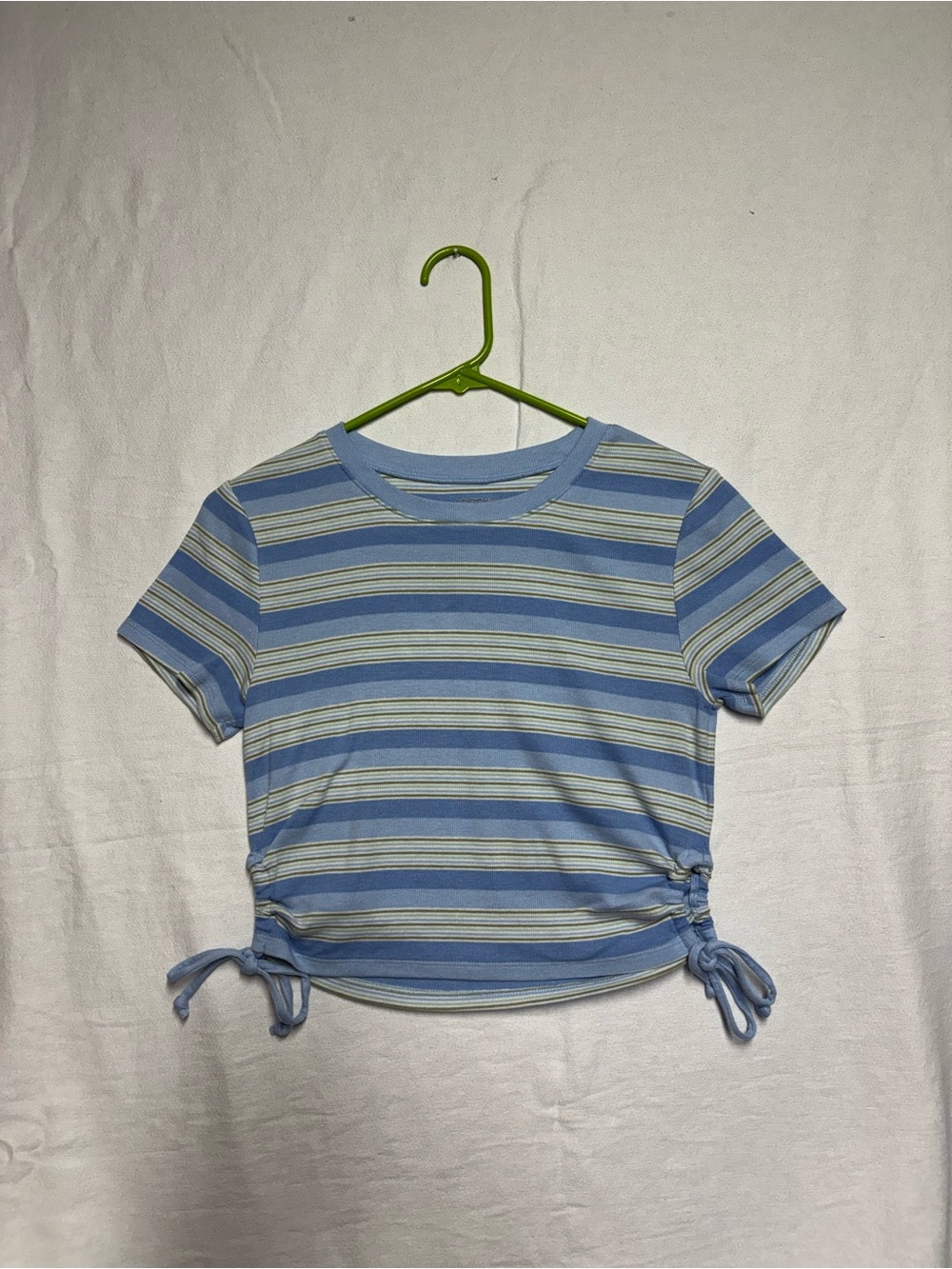 Women’s American Eagle Blue Striped Drawstring Crop-Top